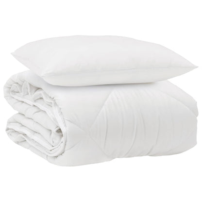 Duvet per Tutte le Stagioni con cuscino 2 pcs Bianco Microfibra