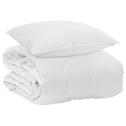 Duvet per Tutte le Stagioni con cuscino 2 pcs Bianco Microfibra