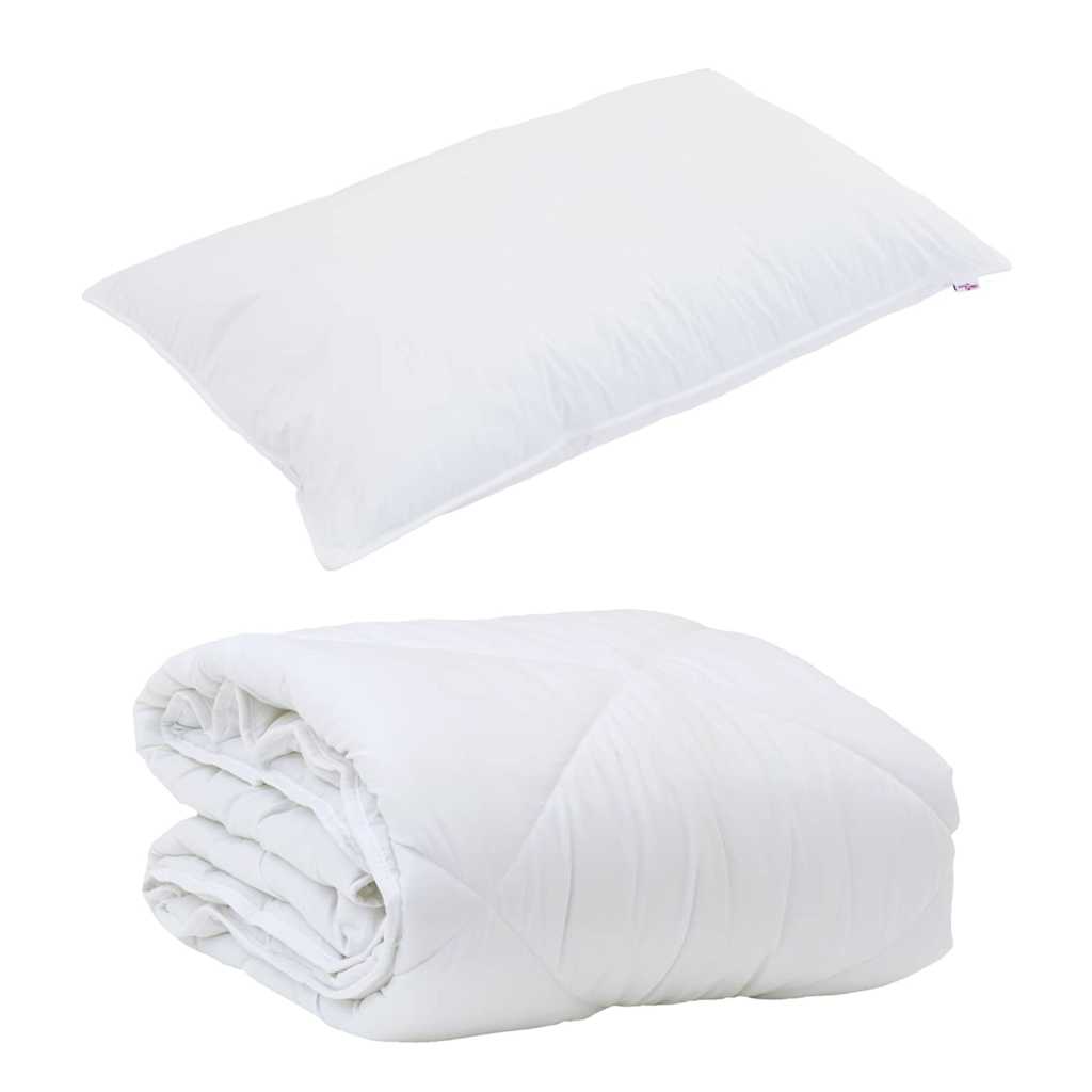 Duvet per Tutte le Stagioni con cuscino 2 pcs Bianco Microfibra