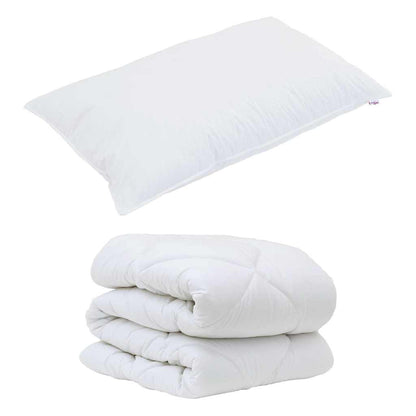 Piumone con cuscino 2 pcs Bianco Microfibra