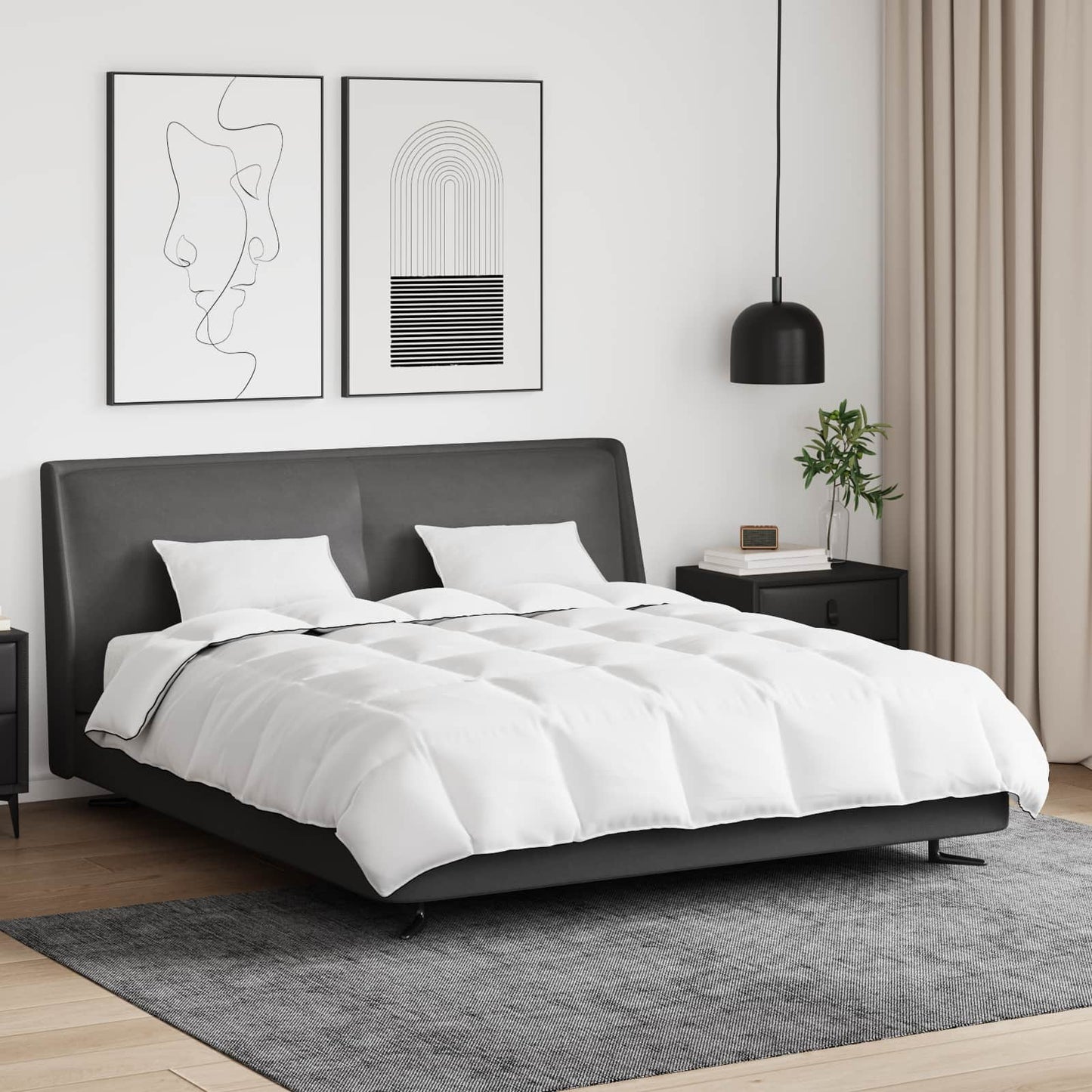 Duvet Invernale con cuscino 3 pcs Bianco Piuma d'anatra