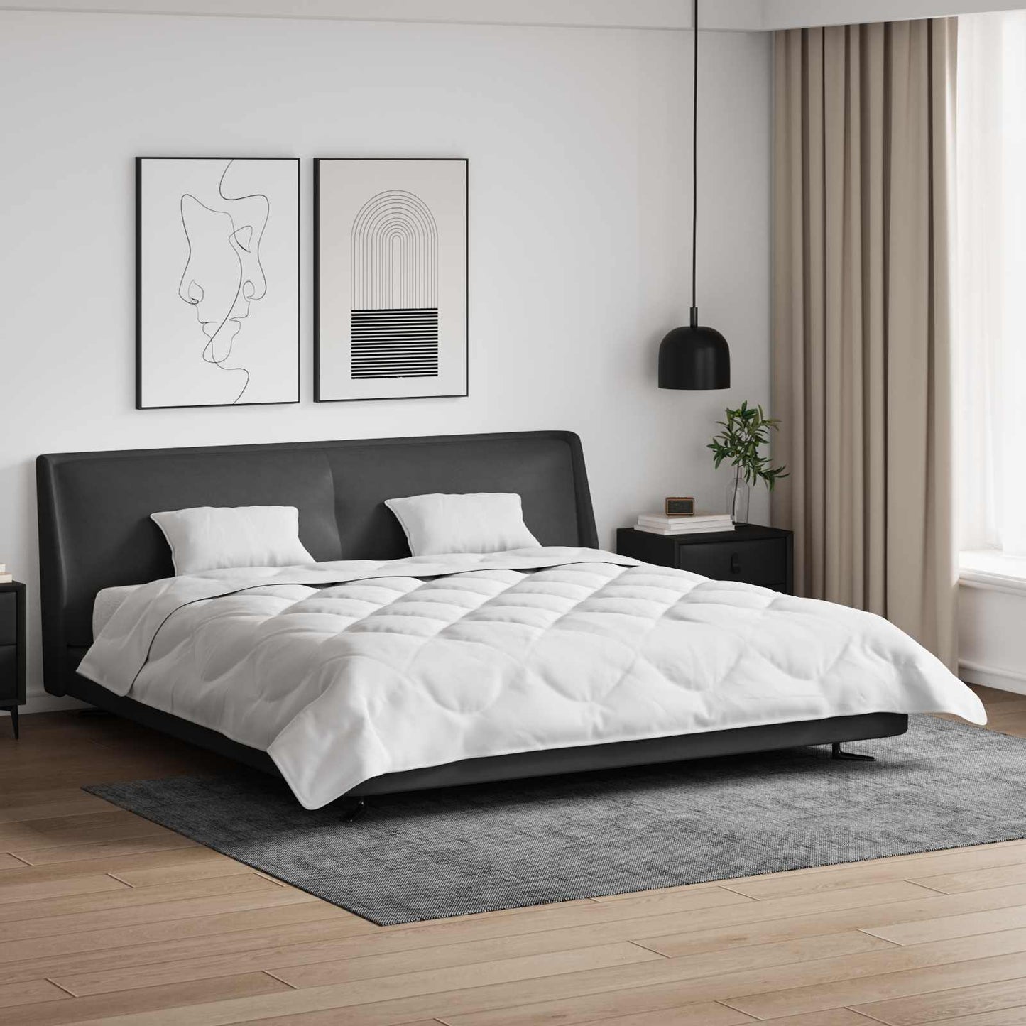 Piumone con cuscino 3 pz Bianco Microfibra