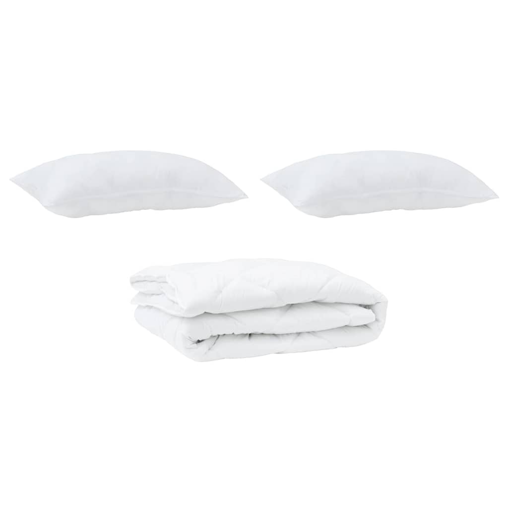Piumone con cuscino 3 pcs Bianco Microfibra
