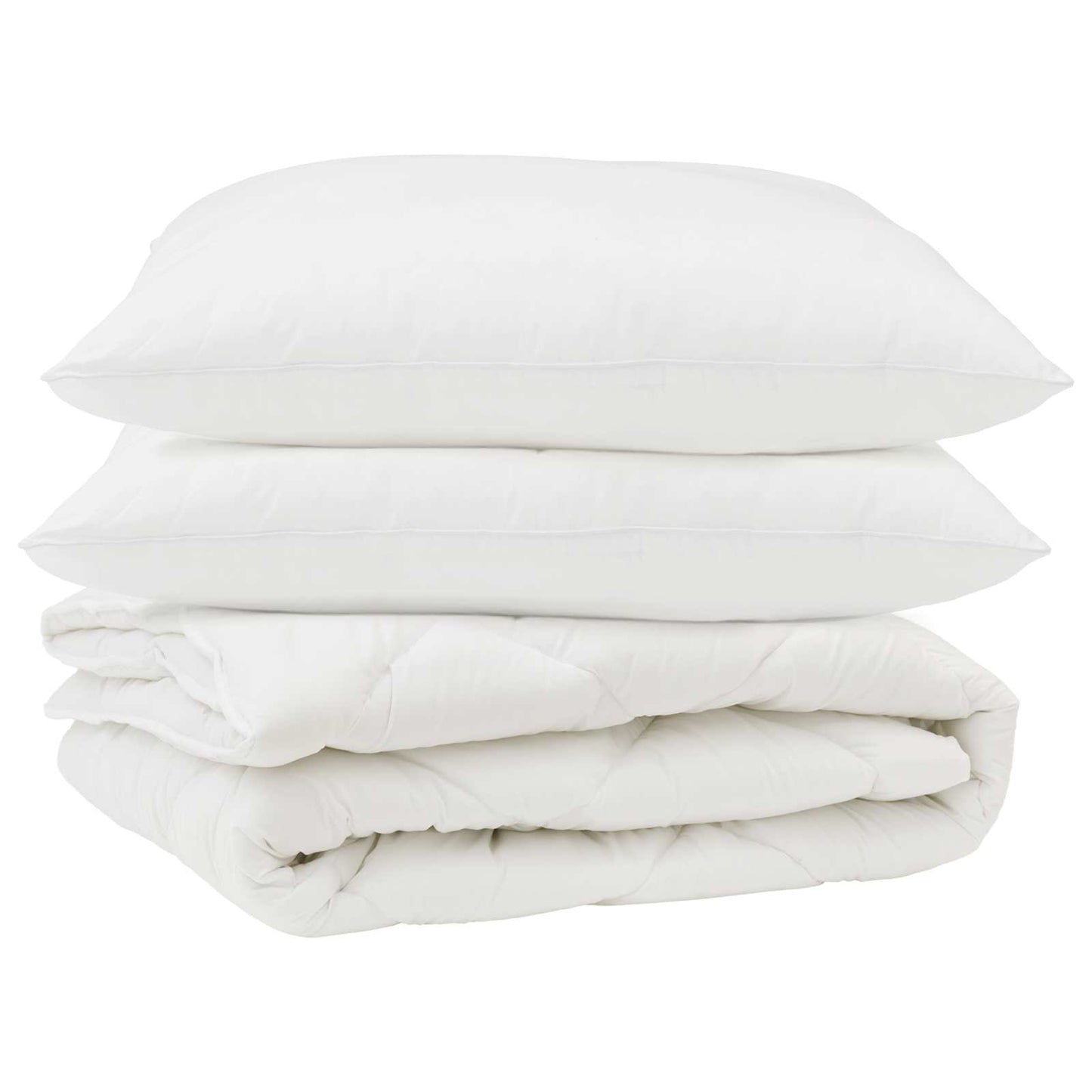 Piumone con cuscino 3 pcs Bianco Microfibra