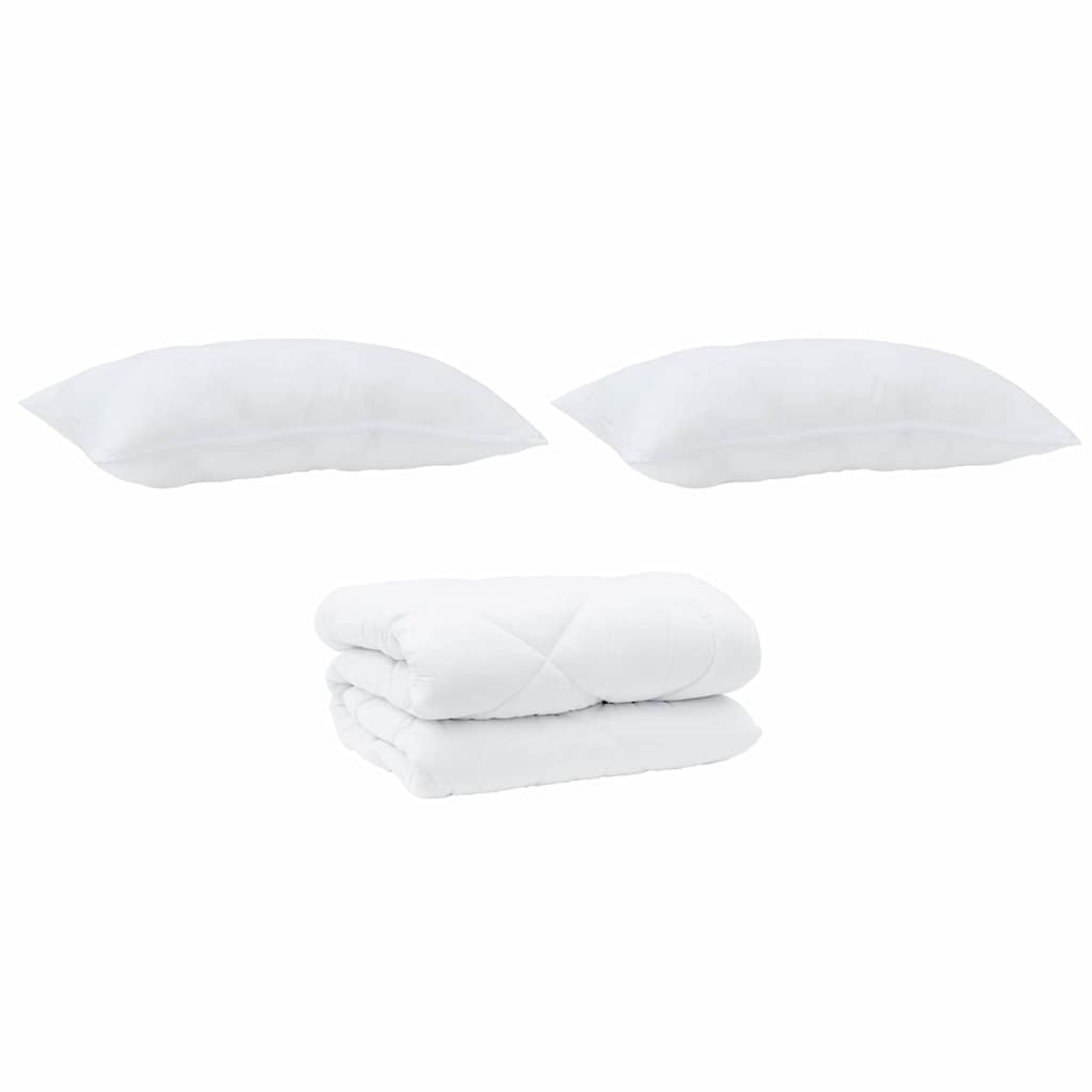 Duvet Invernale con cuscino 3 pcs Bianco Microfibra