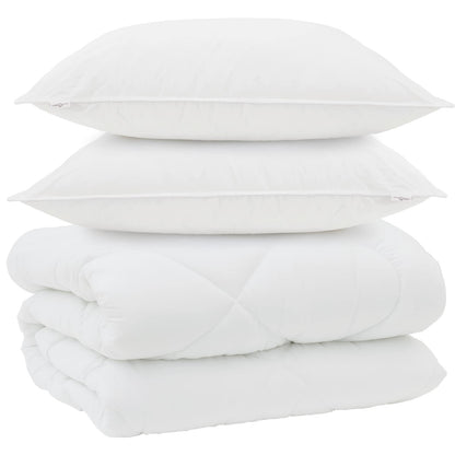 Duvet Invernale con cuscino 3 pcs Bianco Microfibra