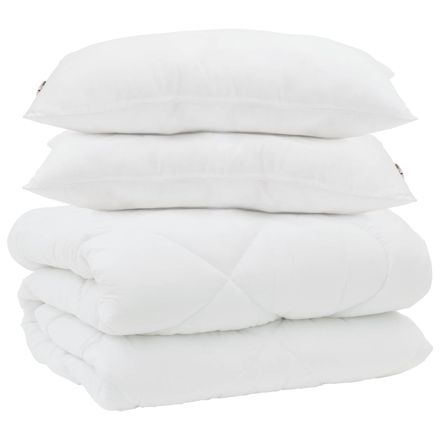 Piumone con Cuscini 3 pcs Bianco Microfibra e Piuma d'Oca