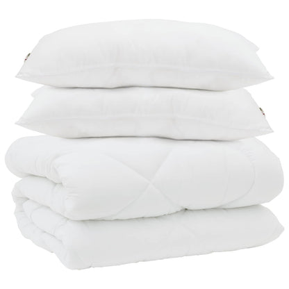 Piumone con Cuscini 3 pcs Bianco Microfibra e Piuma d'Oca