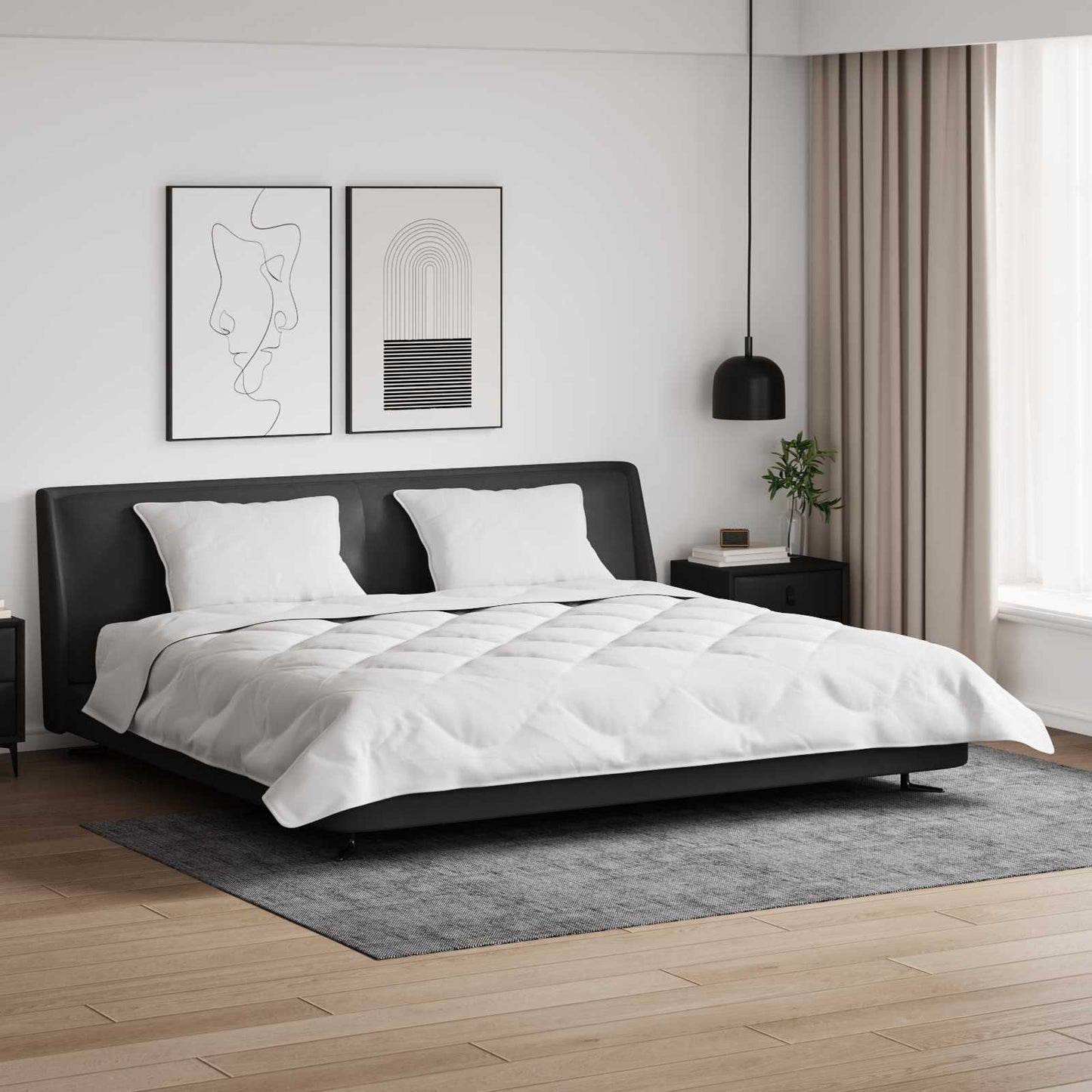 Piumone con Cuscini 3 pcs Bianco Microfibra e Piuma d'Oca | homemem39