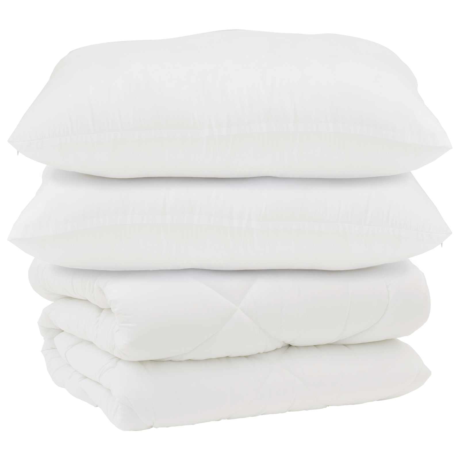Piumone con Cuscini 3 pcs Bianco Microfibra e Piuma d'Oca | homemem39