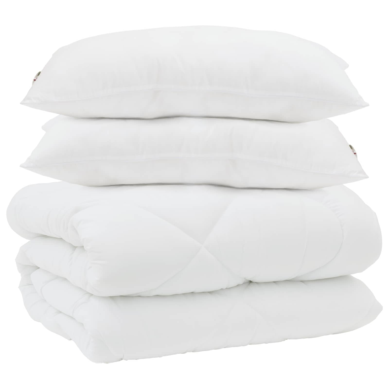 Piumone con Cuscini 3 pcs Bianco Microfibra e Piuma d'Oca | homemem39
