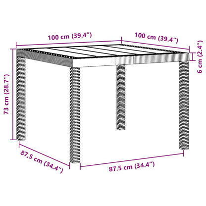 Tavolo da Giardino Grigio chiaro 100 x 100 x 73 cm polyrattan