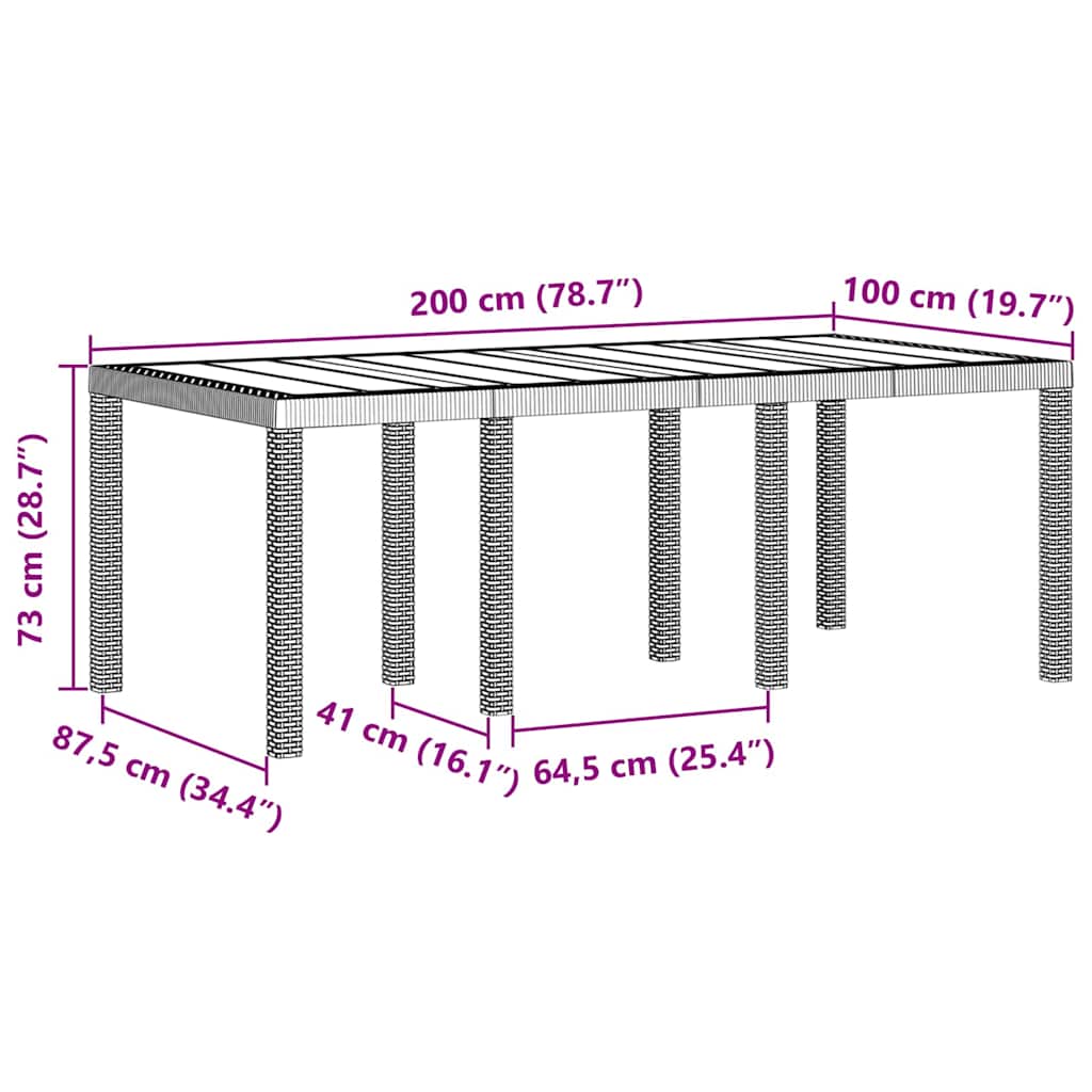 Tavolo da Giardino Grigio chiaro 200 x 100 x 73 cm polyrattan | homemem39