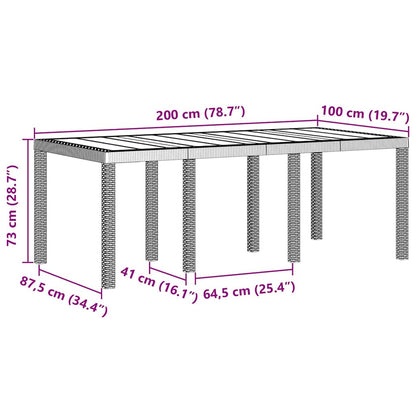 Tavolo da Giardino Grigio chiaro 200 x 100 x 73 cm polyrattan