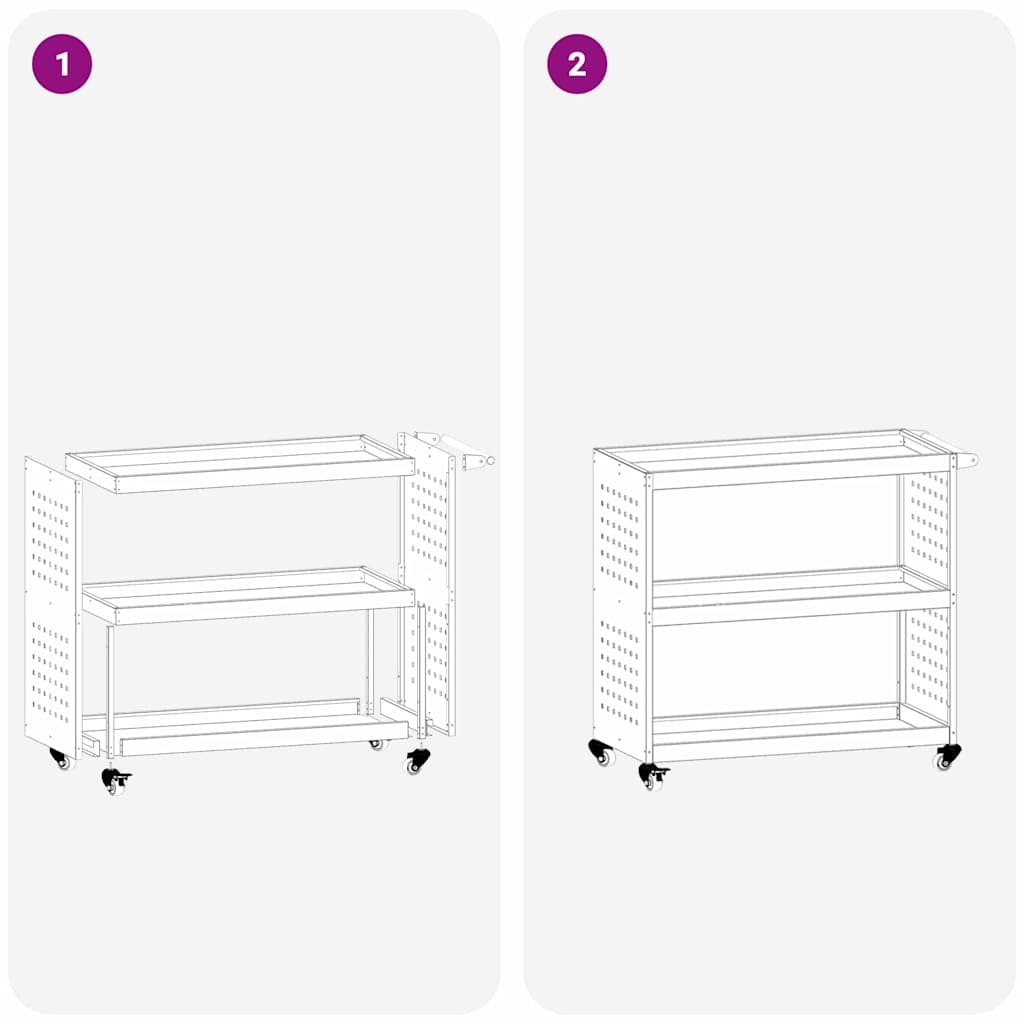 Carrello per Attrezzi con lo scaffale Nero 75 x 35 x 73 cm