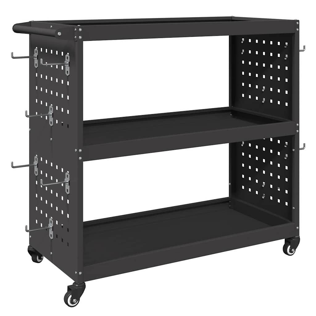 Carrello per Attrezzi con lo scaffale Nero 75 x 35 x 73 cm
