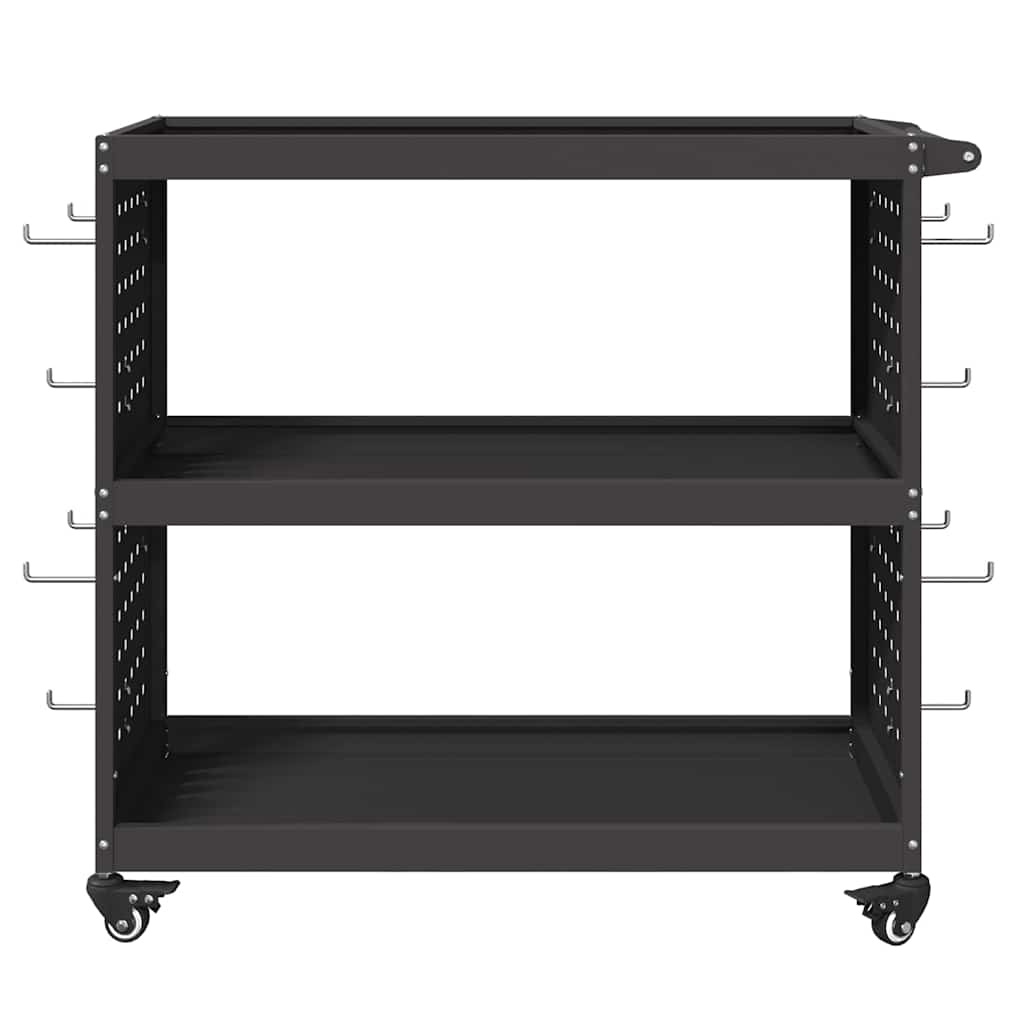 Carrello per Attrezzi con lo scaffale Nero 75 x 35 x 73 cm
