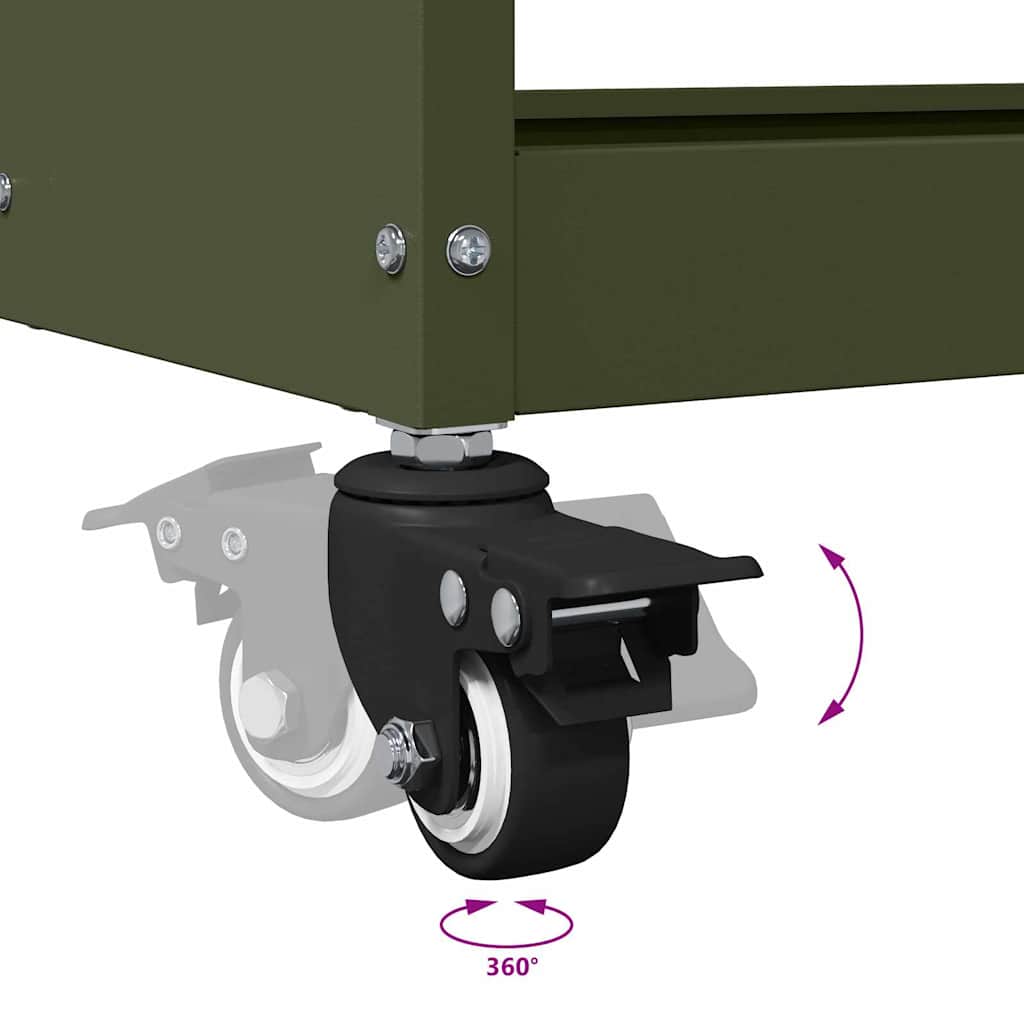 Carrello per Attrezzi con ruota Verde oliva 75 x 35 x 73 cm