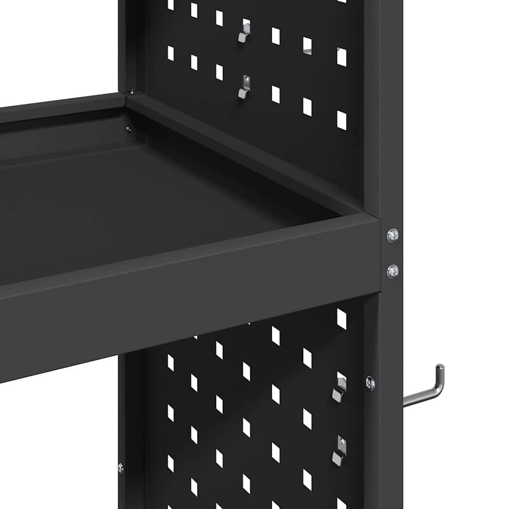 Carrello per Attrezzi con lo scaffale Nero 65 x 35 x 111 cm