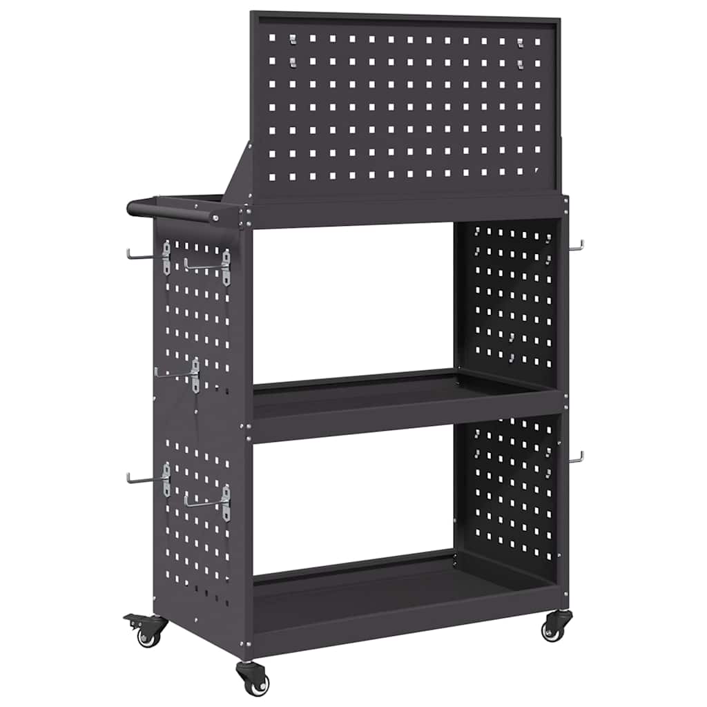 Carrello per Attrezzi con lo scaffale Nero 65 x 35 x 111 cm