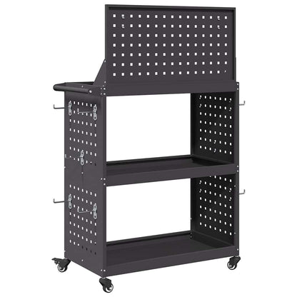 Carrello per Attrezzi con lo scaffale Nero 65 x 35 x 111 cm