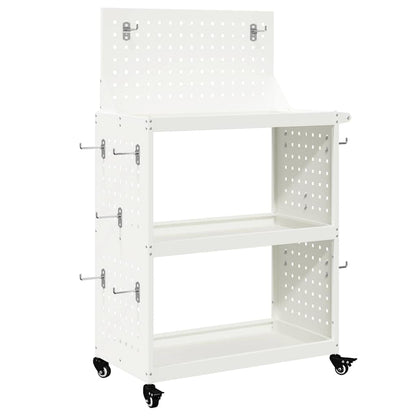 Carrello per Attrezzi con lo scaffale Bianco 65 x 35 x 111 cm