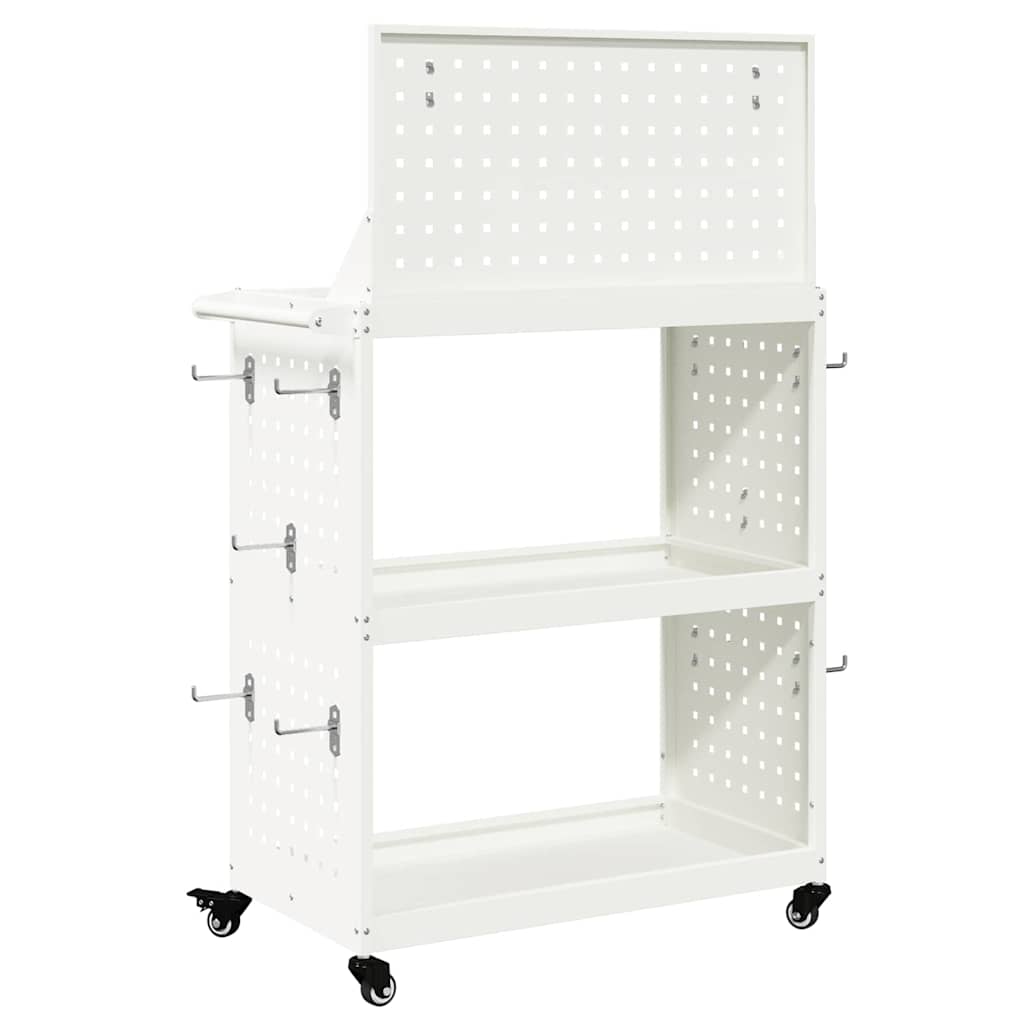 Carrello per Attrezzi con lo scaffale Bianco 65 x 35 x 111 cm