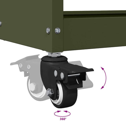 Carrello per Attrezzi con ruota Verde oliva 65 x 35 x 111 cm