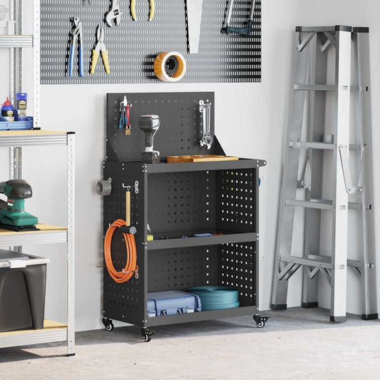 Carrello per Attrezzi con lo scaffale Nero 65 x 35 x 111 cm
