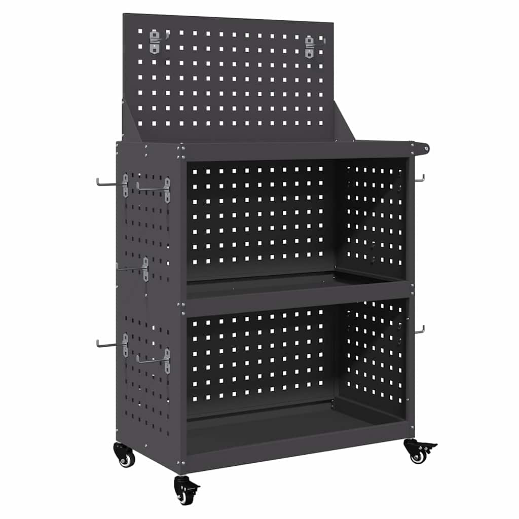 Carrello per Attrezzi con lo scaffale Nero 65 x 35 x 111 cm