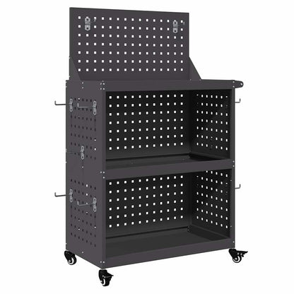 Carrello per Attrezzi con lo scaffale Nero 65 x 35 x 111 cm