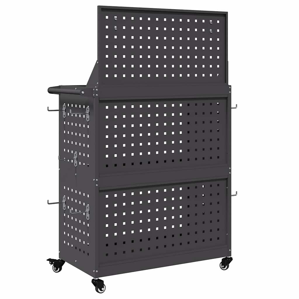 Carrello per Attrezzi con lo scaffale Nero 65 x 35 x 111 cm