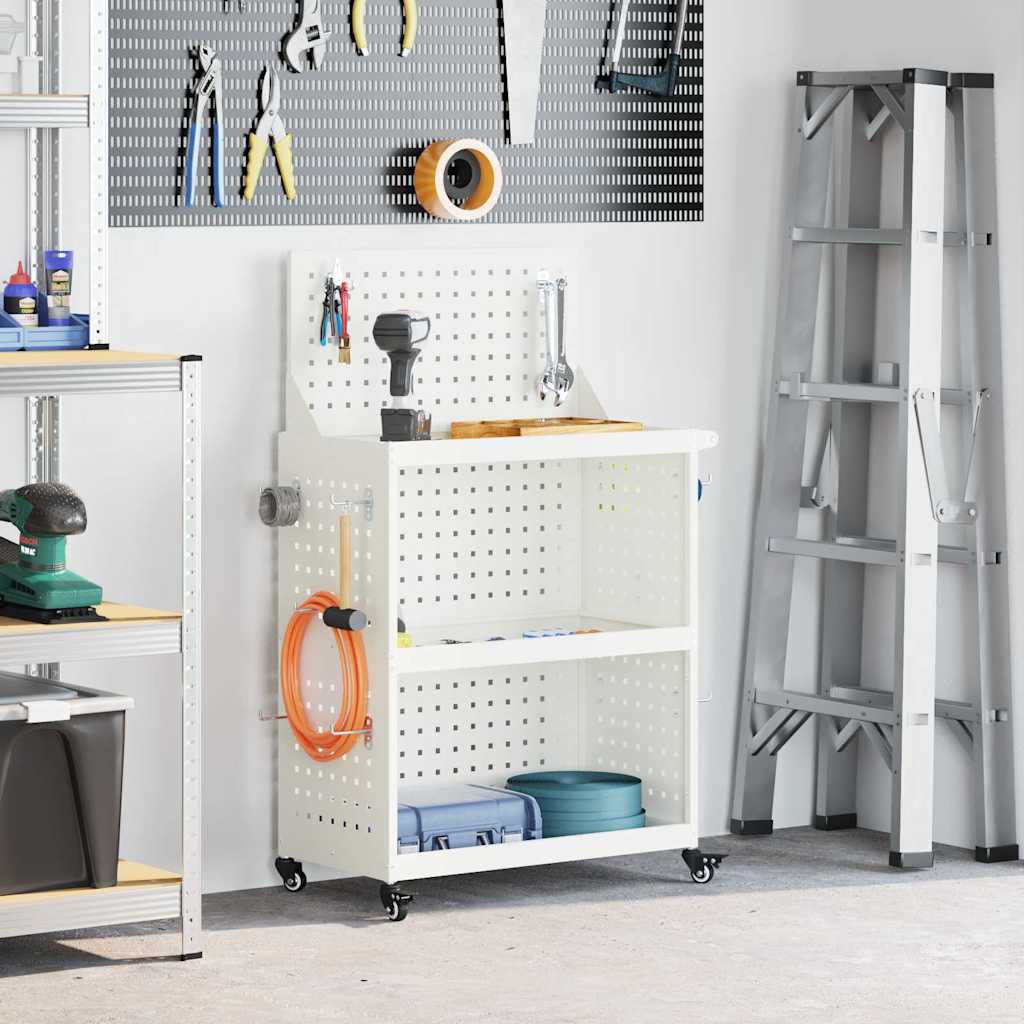Carrello per Attrezzi con lo scaffale Bianco 65 x 35 x 111 cm