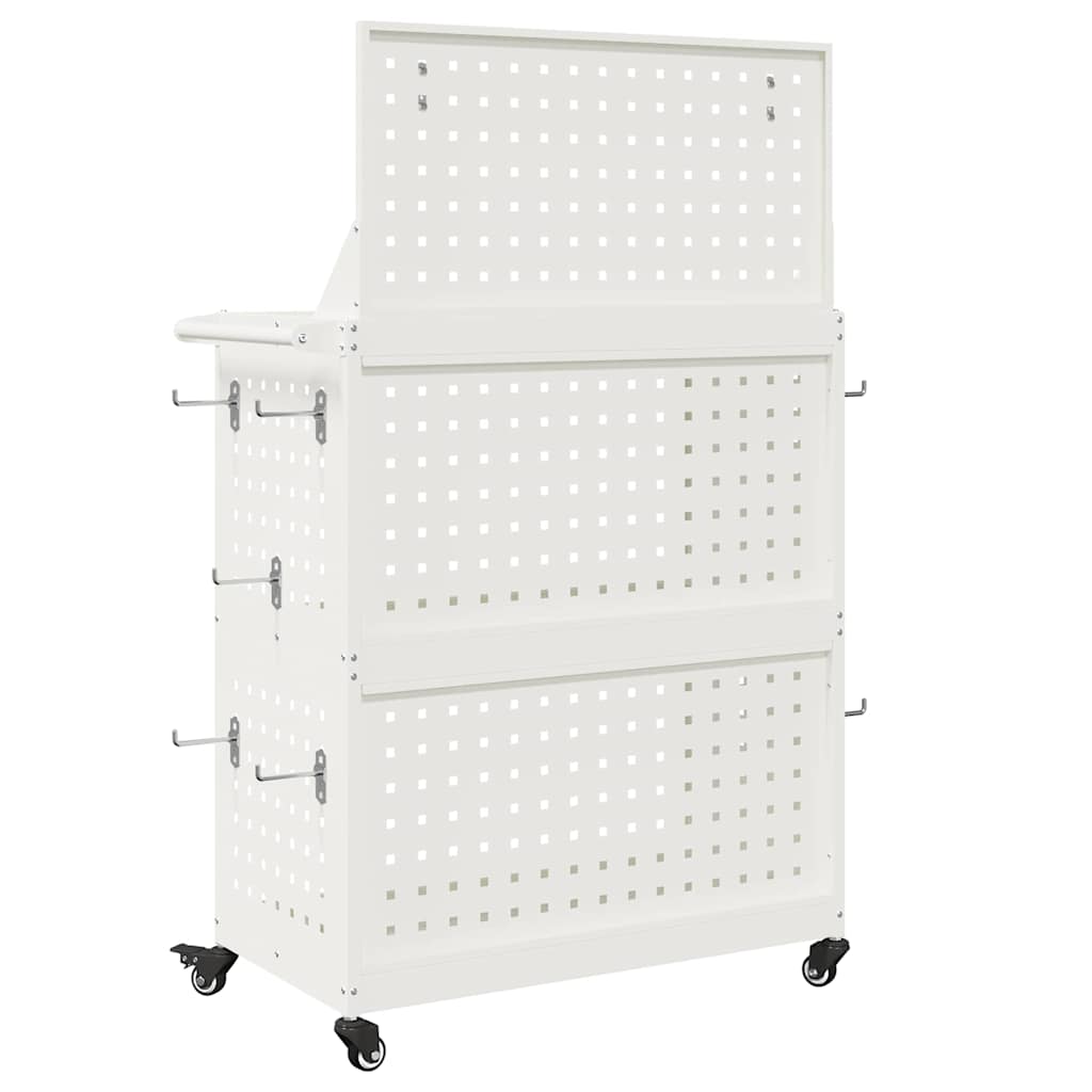 Carrello per Attrezzi con lo scaffale Bianco 65 x 35 x 111 cm