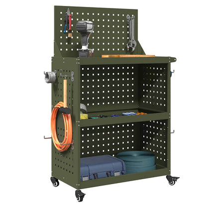 Carrello per Attrezzi con ruota Verde oliva 65 x 35 x 111 cm