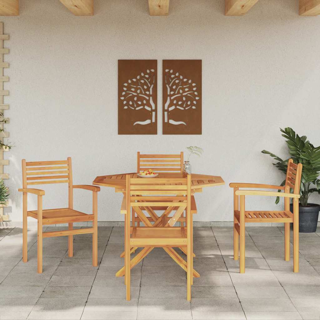 Sedie impilabili da giardino 4 pcs Marrone 55.5 x 55.5 x 90 cm
