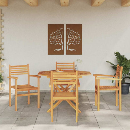 Sedie impilabili da giardino 4 pcs Marrone 55.5 x 55.5 x 90 cm