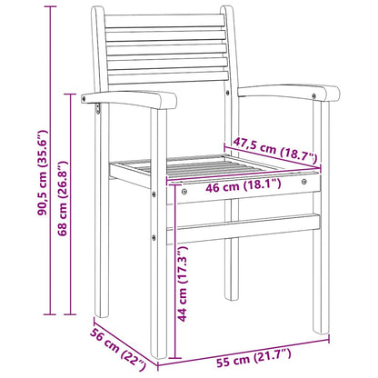 Sedie impilabili da giardino 6 pcs Marrone 55.5 x 55.5 x 90 cm