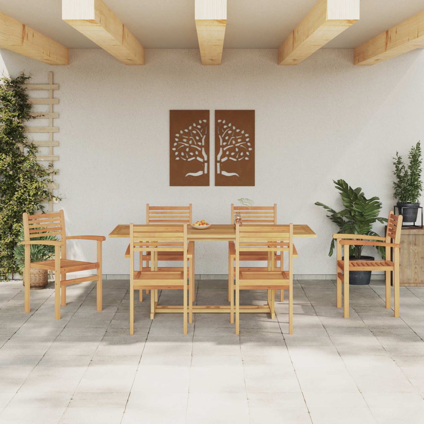 Set da Pranzo per Giardino 7 pcs Marrone Legno di teak solido