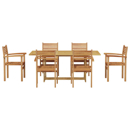 Set da Pranzo per Giardino 7 pcs Marrone Legno di teak solido | homemem39