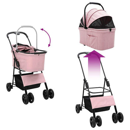 Passeggino pieghevole per animali Rosa 81 x 47 x 99 cm