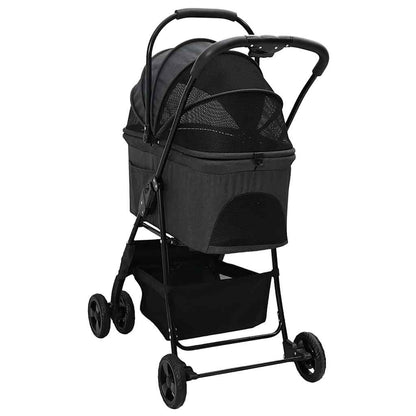 Passeggino pieghevole per animali Nero 81 x 47 x 99 cm