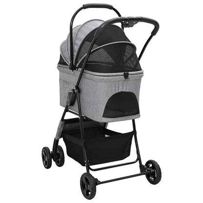 Passeggino pieghevole per animali Grigio 81 x 47 x 99 cm