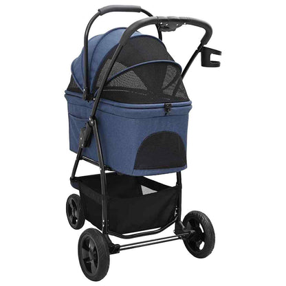 Passeggino pieghevole per animali Blu 78 x 54 x 101 cm