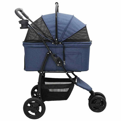 Passeggino pieghevole per animali Blu 78 x 54 x 101 cm