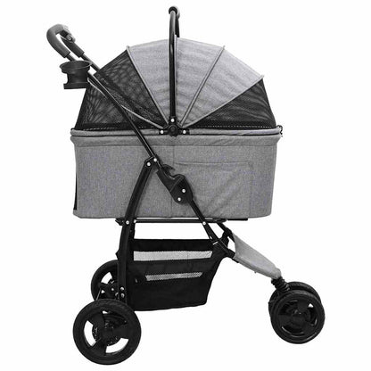 Passeggino pieghevole per animali Grigio 78 x 54 x 101 cm
