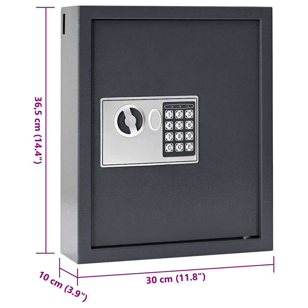 Cassetta di sicurezza digitale Grigio 30 x 10 x 36.5 cm Acciaio