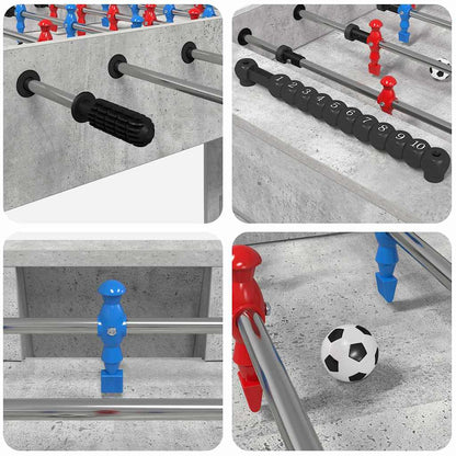Tavolo da Foosball Grigio cemento 125 x 60,5 x 80 cm