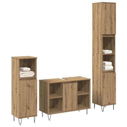 Set di mobili per il bagno 3 pz Rovere artigianale | homemem39