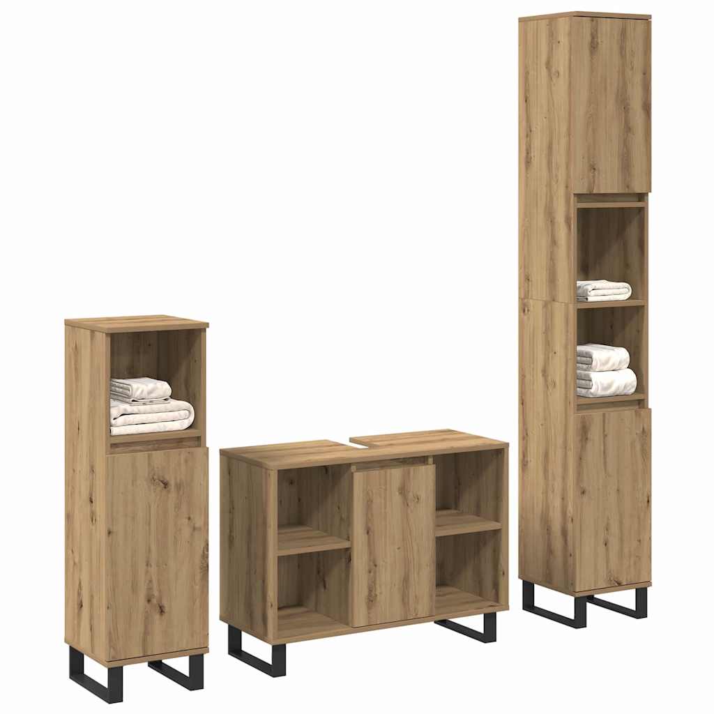Set di mobili per il bagno 3 pz Marrone 30 x 30 x 180 cm | homemem39